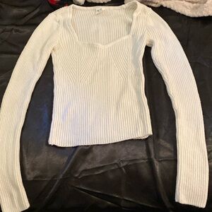 Hollister white ribbed long sleeve